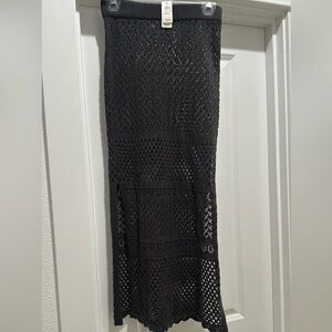 aerie Black Crochet Maxi Skirt